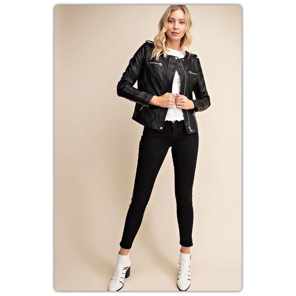 Black Vegan Leather Jacket - Picture 2 of 6